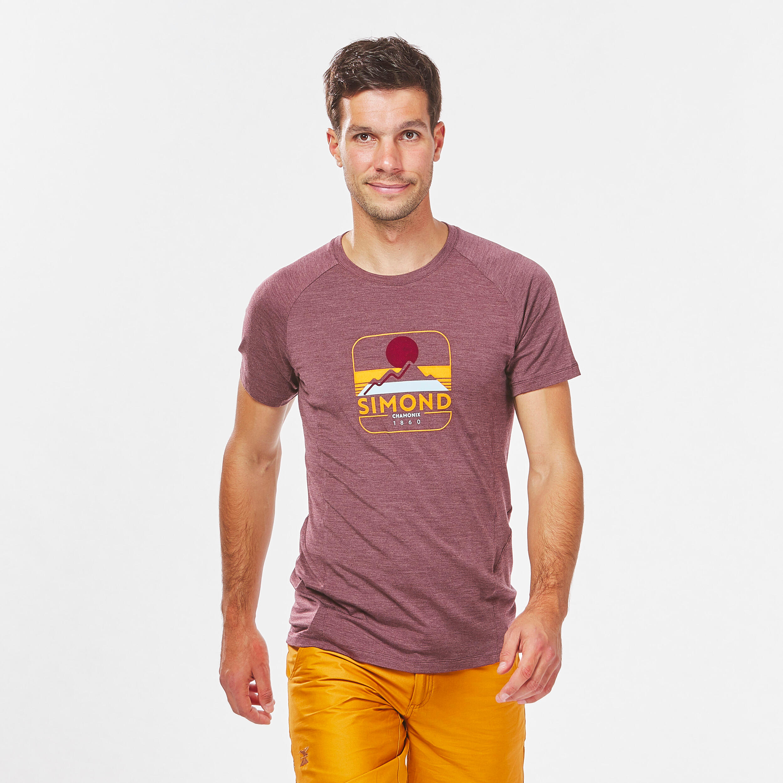 MEN'S WOOL CLIMBING T-SHIRT - EDGE RED BURGUNDY 1/6