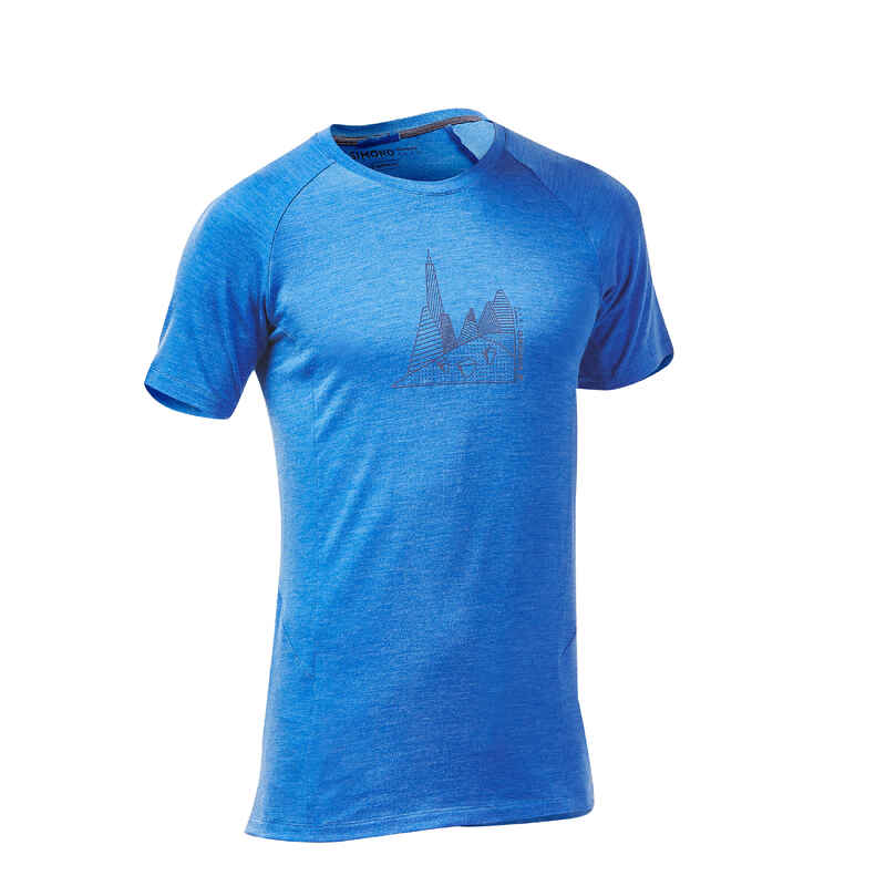 Kletter-T-Shirt Wolle Edge Herren blau