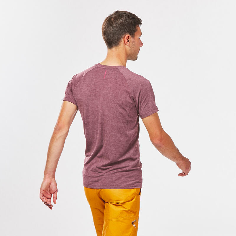 T-shirt lana arrampicata uomo EDGE WOOL bordeaux