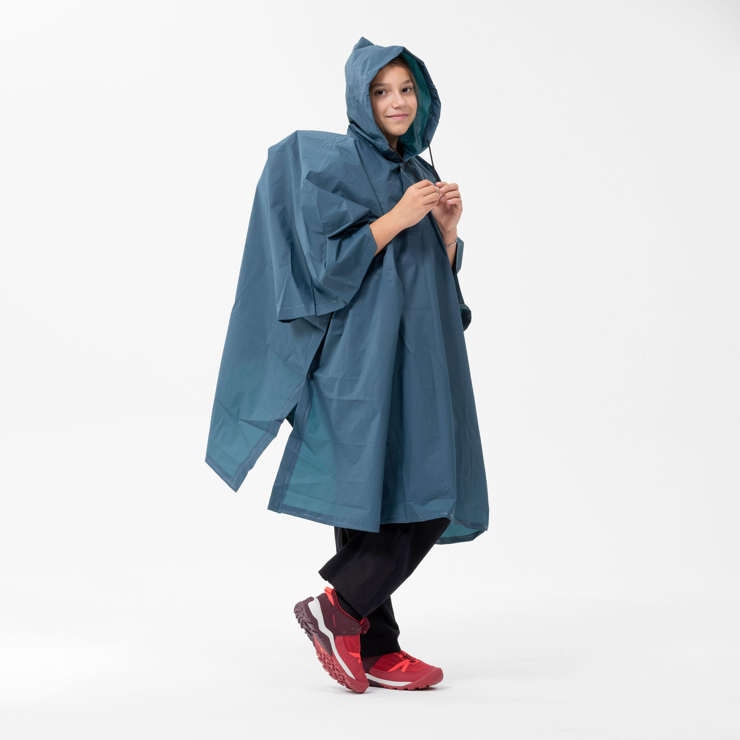 Hiking rain poncho 50 10 L Turquoise FORCLAZ Decathlon