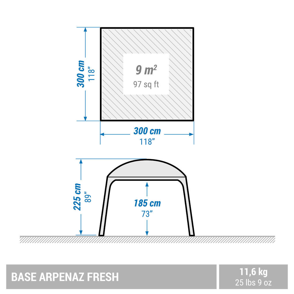 אוהל קמפינג עם מוטות ל-10 אנשים, דגם Arpenaz Base Fresh