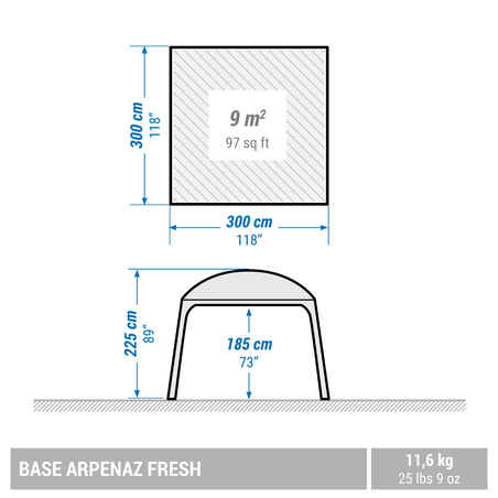 Καθιστικό για κάμπινγκ με στύλους Arpenaz Base Fresh 10 ατόμων