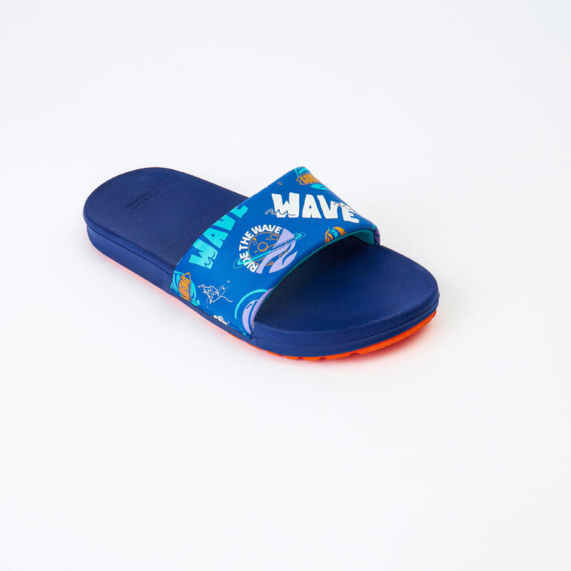 男童款涼鞋拖鞋SLAP 550－藍色波浪款