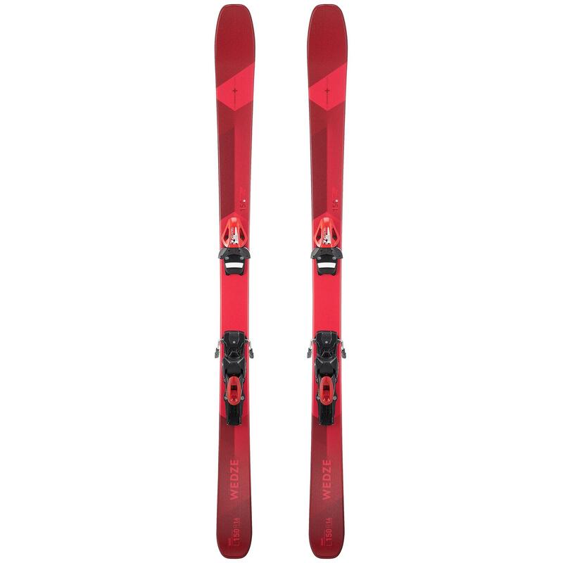 SKI ALPIN HOMME AVEC FIXATION - CROSS 150+ - ROUGE ET BORDEAUX