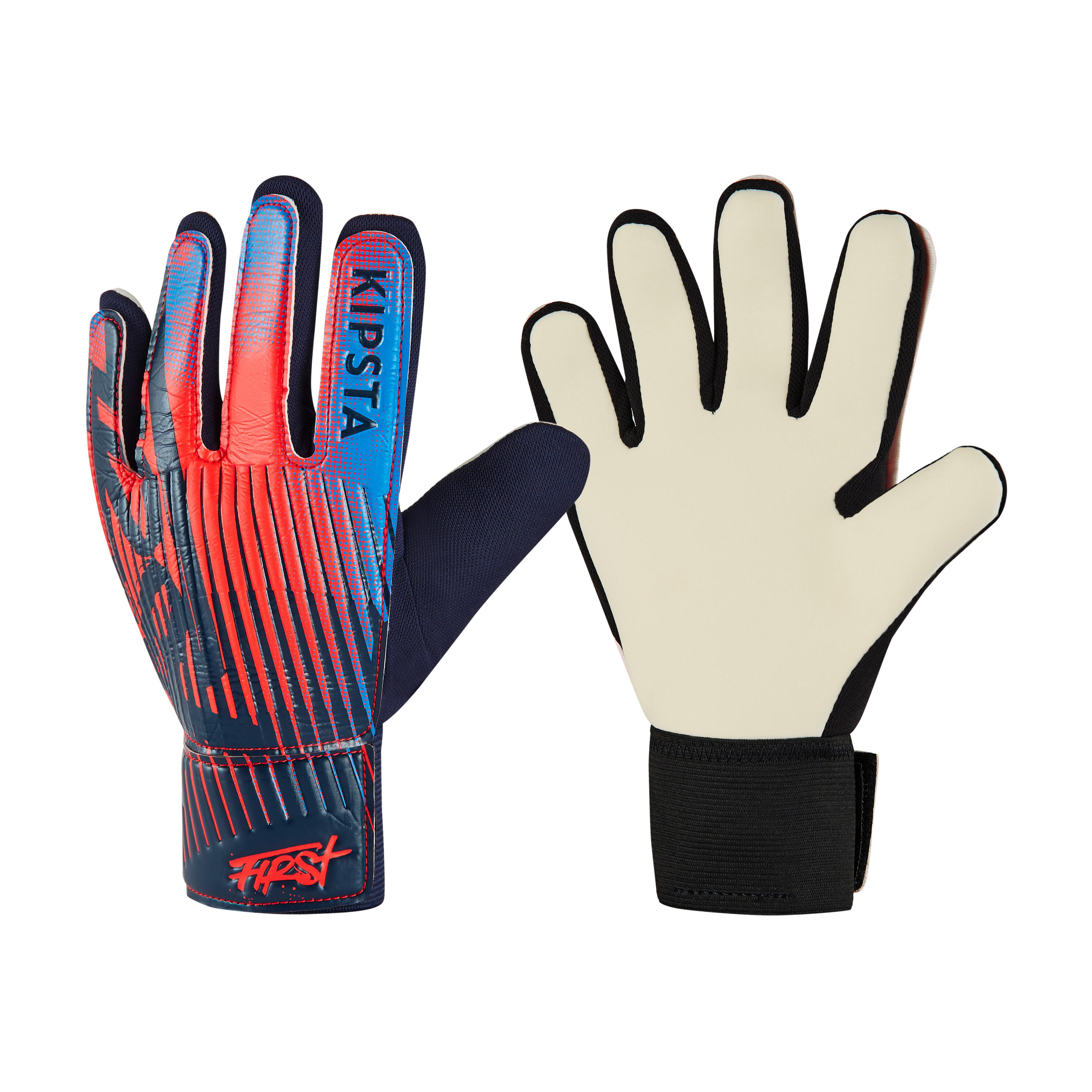 First children's soccer goalkeeper glove navy blue red