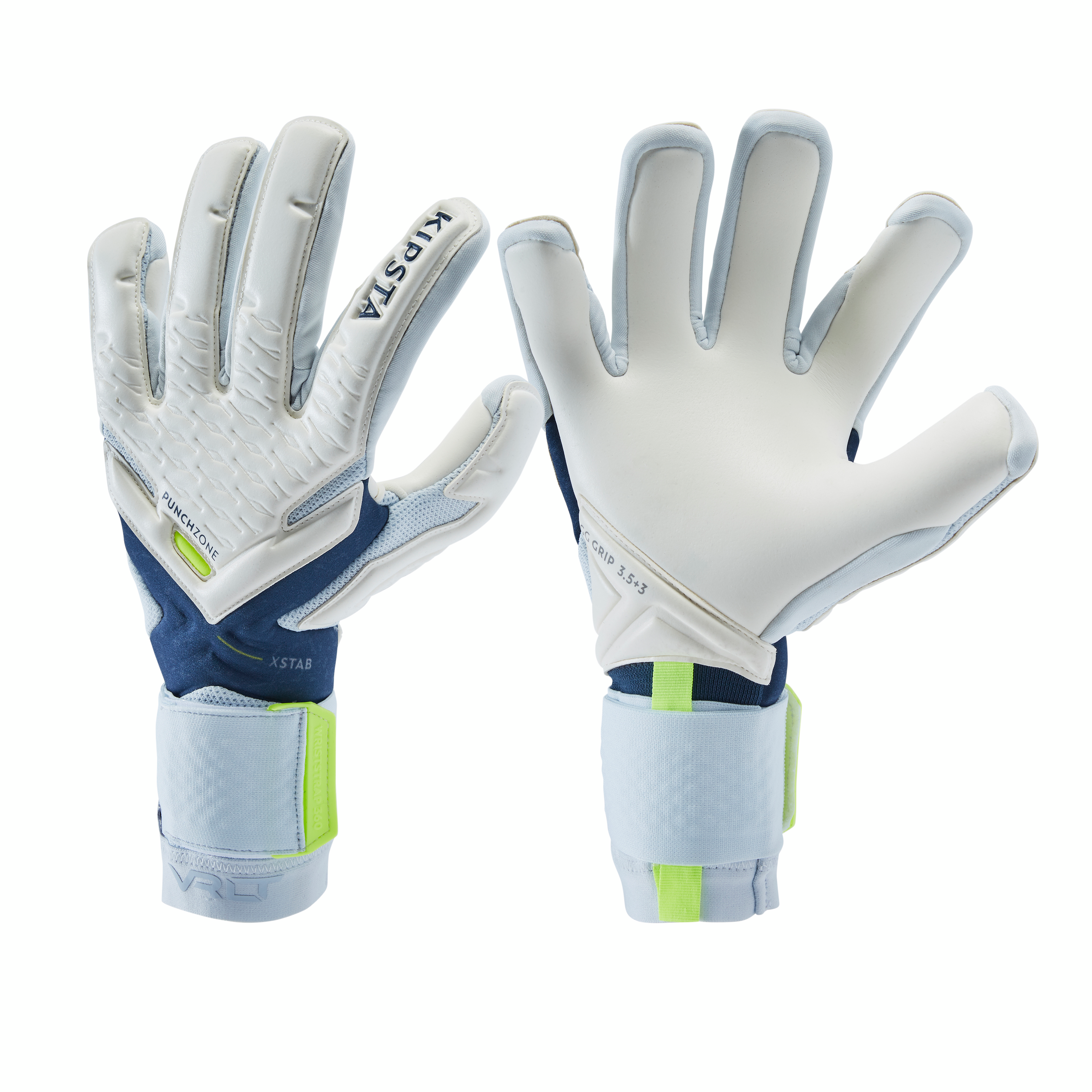 Gant de gardien de football F900 VIRALTO adulte blanc, bleu et jaune