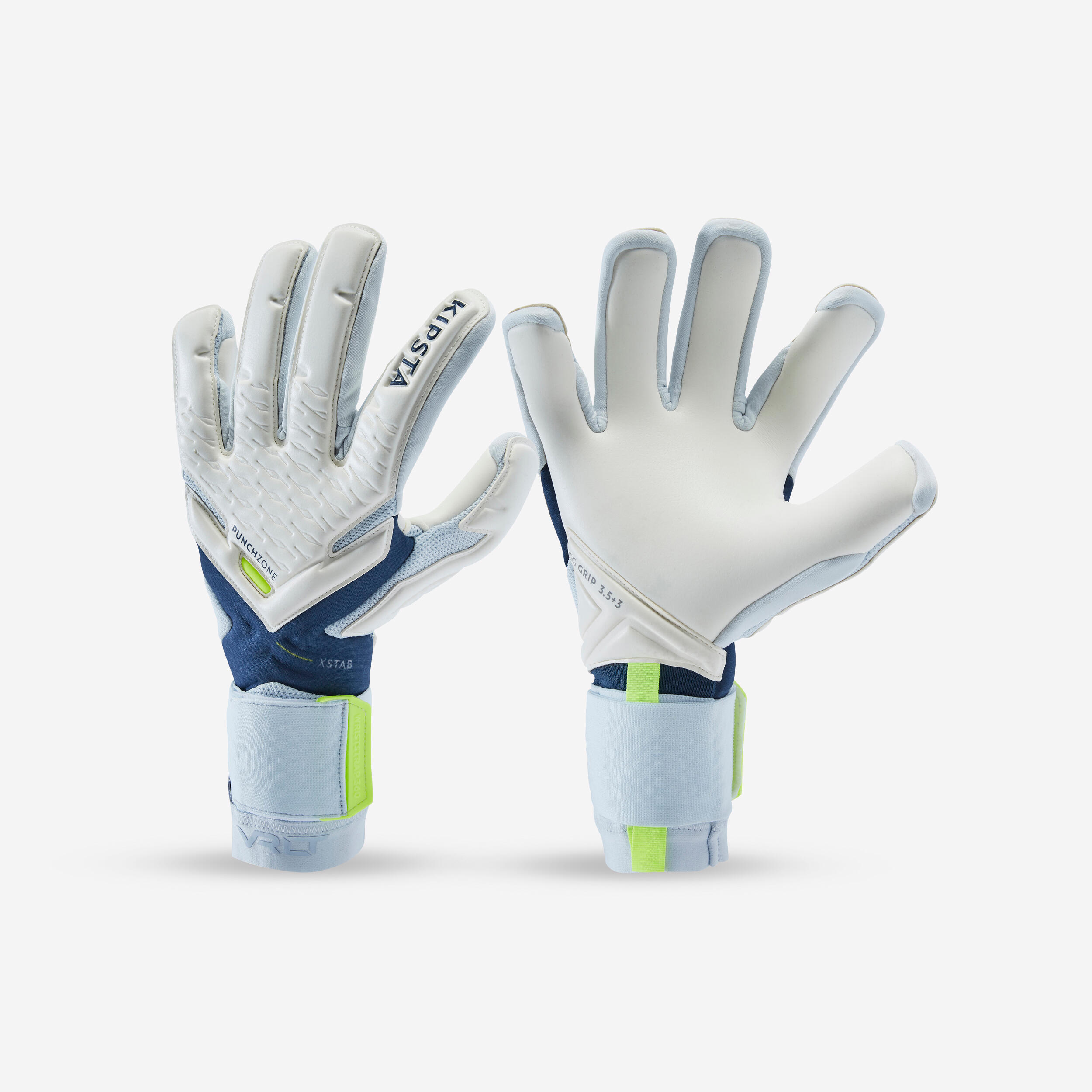 Adult Football Goalkeeper Gloves F900 Viralto - White/Blue/Yellow 1/7