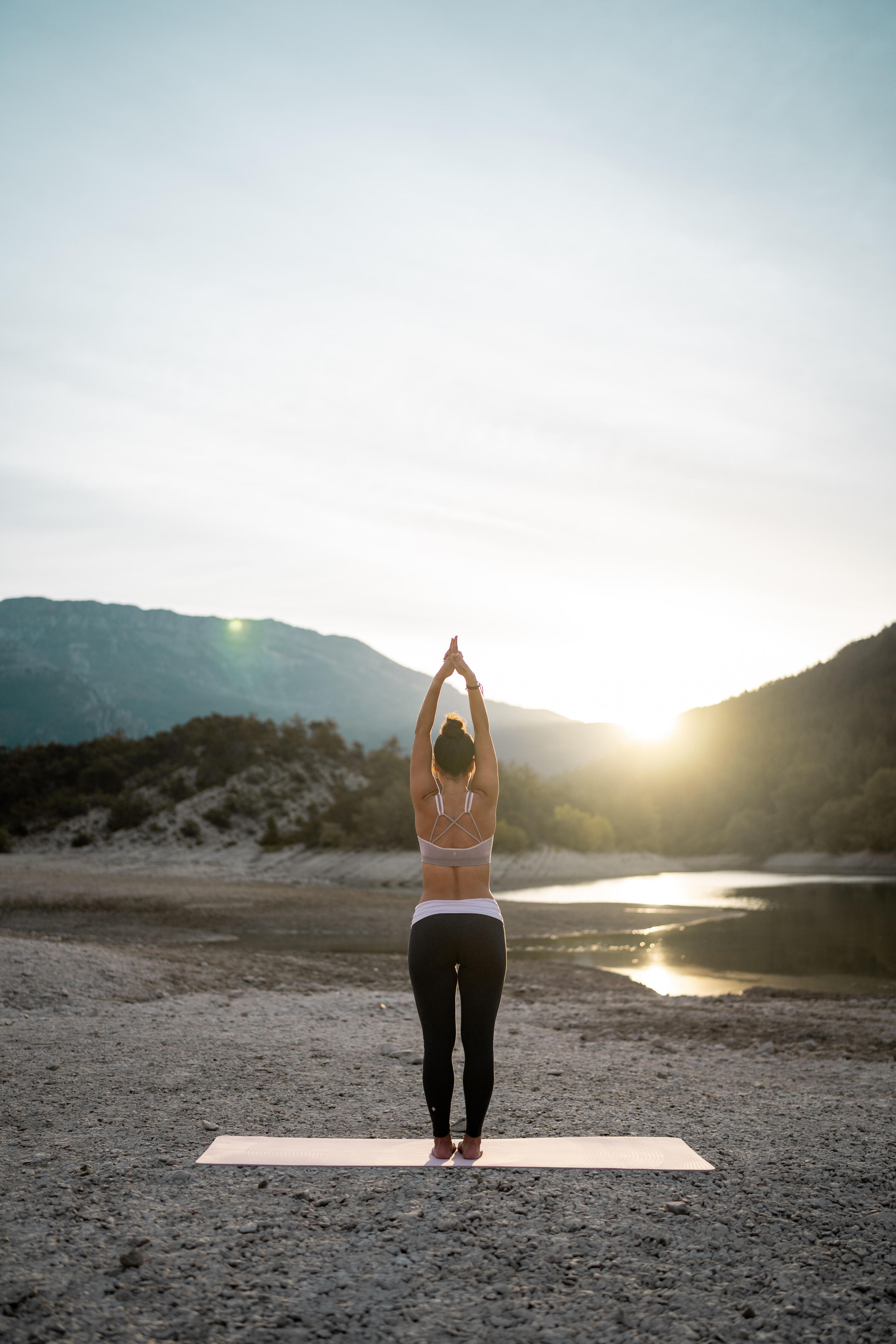 Mallas de yoga de algodón gris y rosa para mujer 10/16