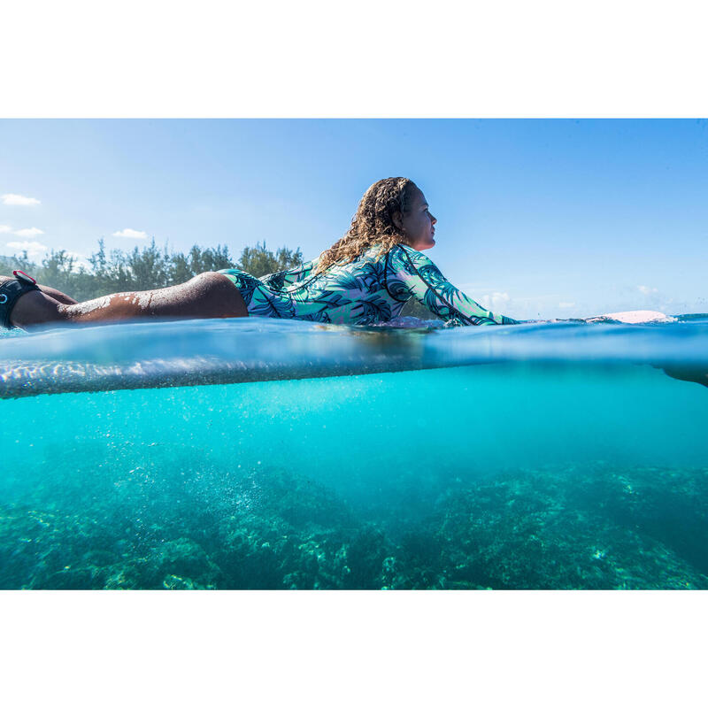 Bañador Mujer deportivo cremallera manga larga tropical