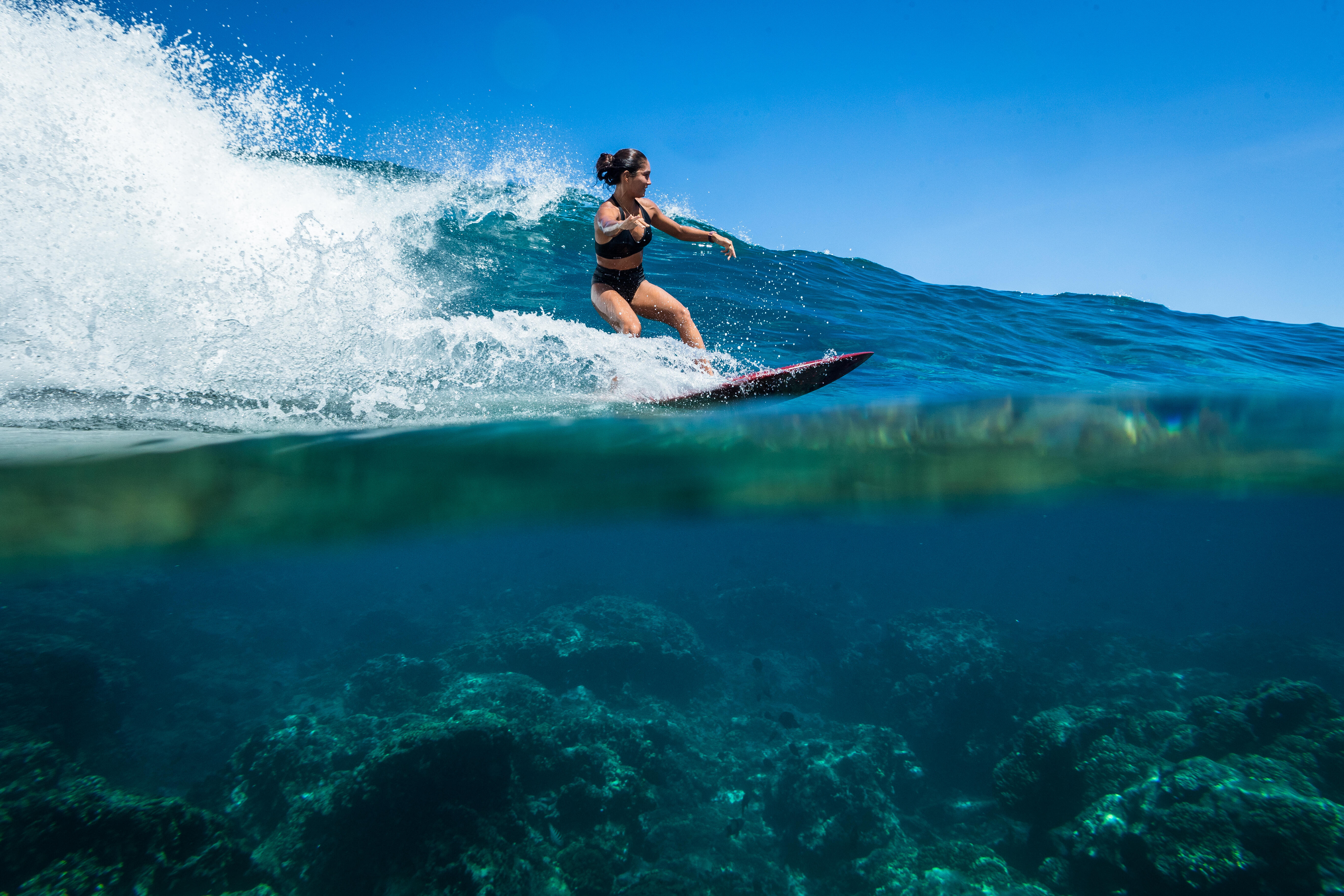 Haut de bikini de surf - Ana noir - OLAIAN