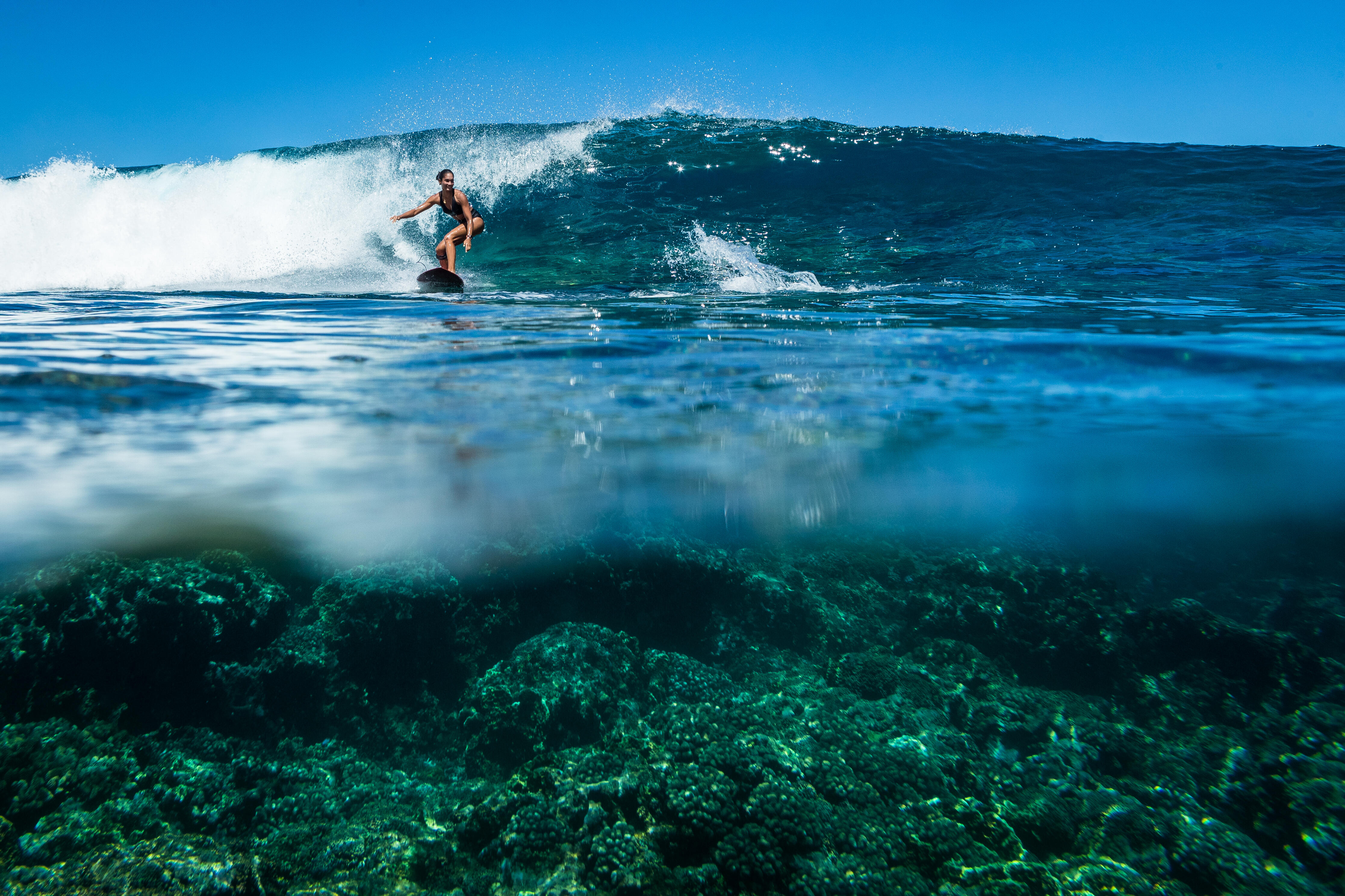 Haut de bikini de surf - Ana noir - OLAIAN