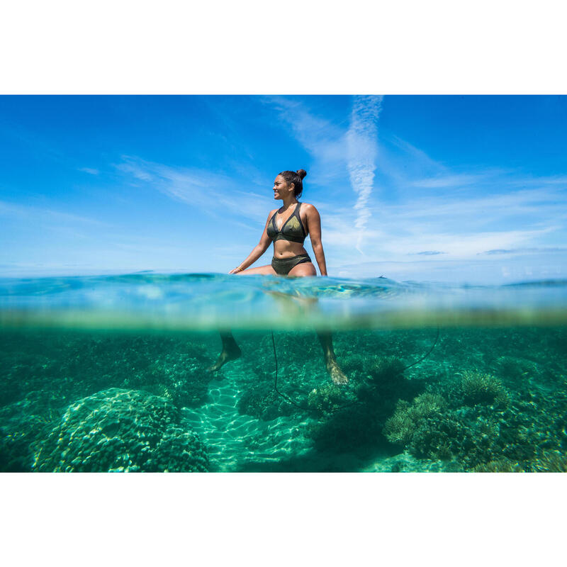 Női bikinifelső szörfözéshez Isa, sportmelltartó szabású, csillám, fekete, arany