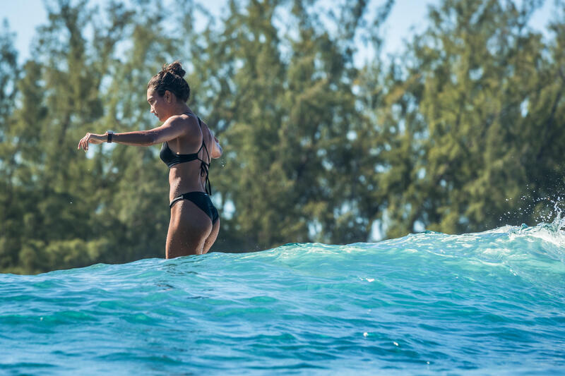Top bikini Mujer surf deportivo escote V negro