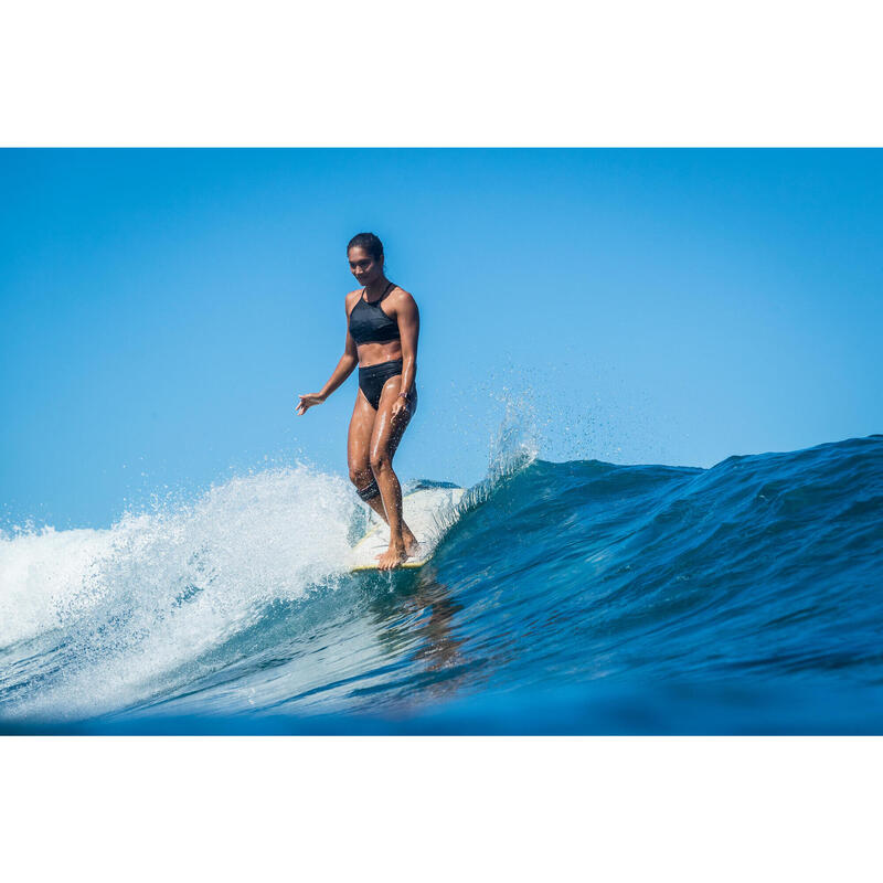 High neck bikinitop voor surfen Andrea met pads zwart