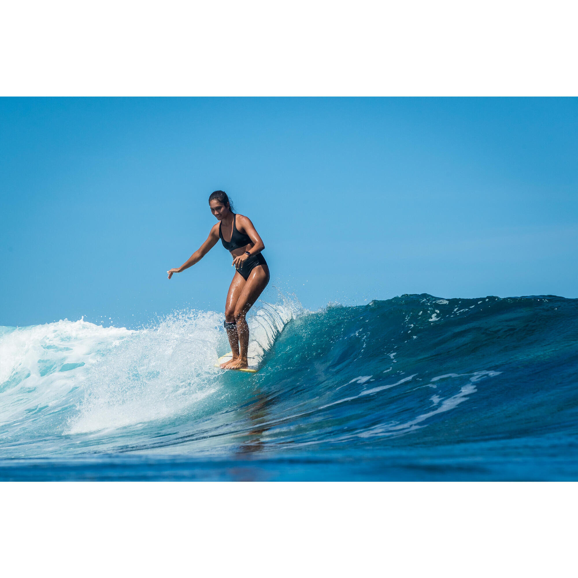 Bas de maillot de bain de surf femme taille haute ROMI NOIRE OLAIAN Decathlon