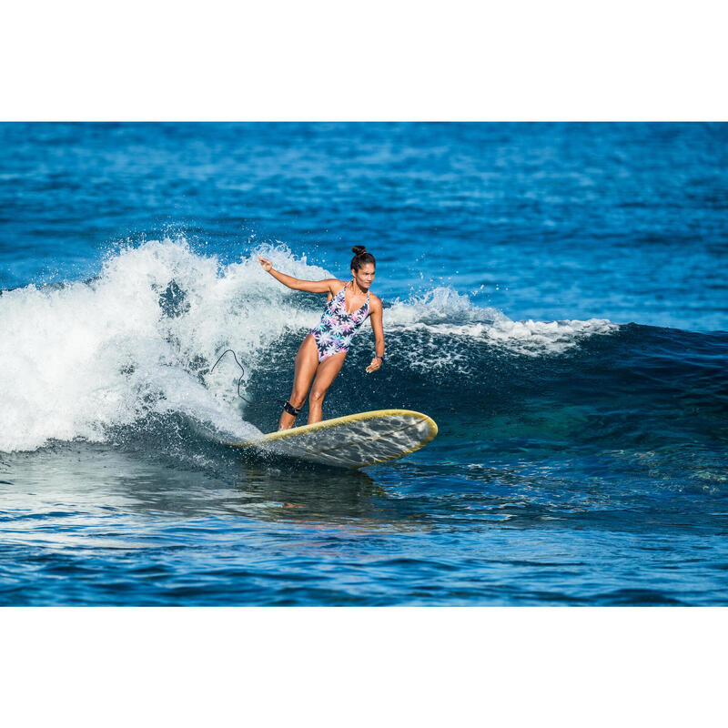 Maillot de bain de surf 1 pièce femme avec double réglage dos BEA PALMDARK BLANC