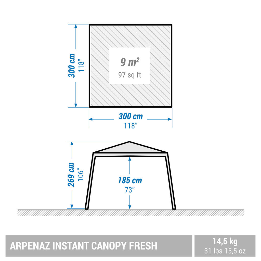 8 Man Camping Shelter Gazebo - Arpenaz Fresh