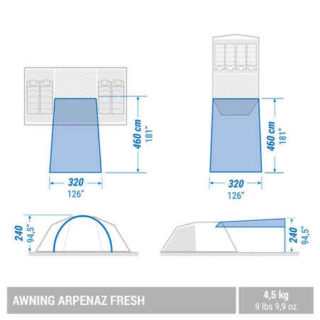 Universal Tent Awning for Quechua tents - Arpenaz Fresh
