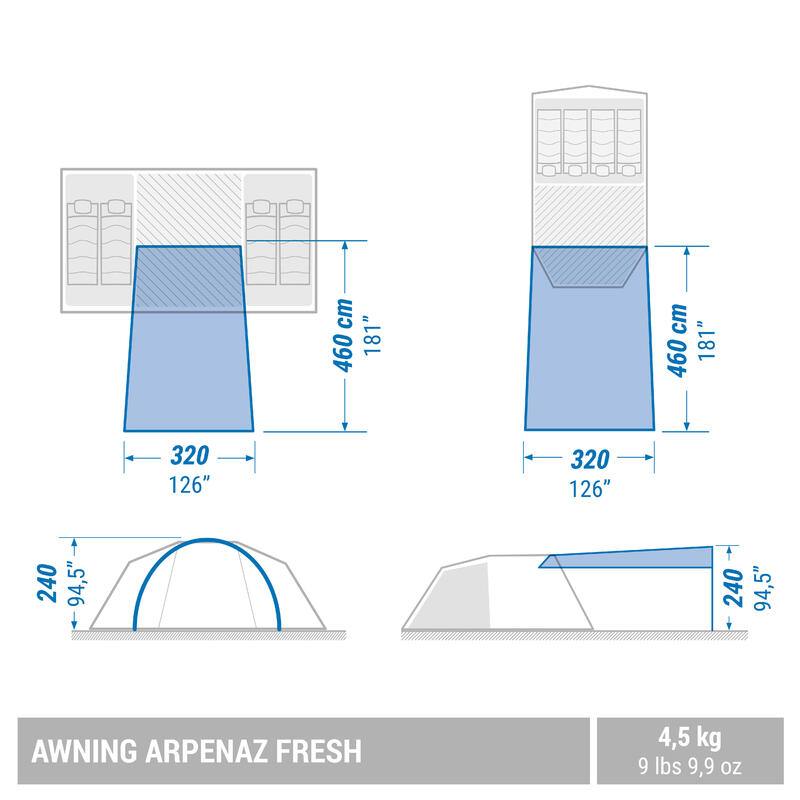 Toldo tejado 6 personas Arpenaz Fresh