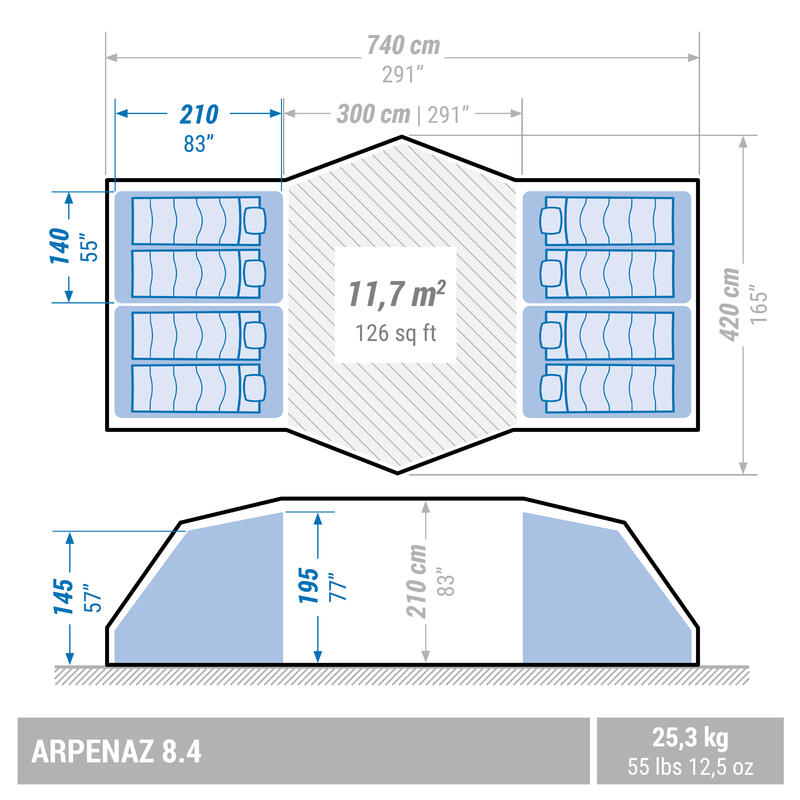 Családi kempingsátor - Arpenaz 8.4