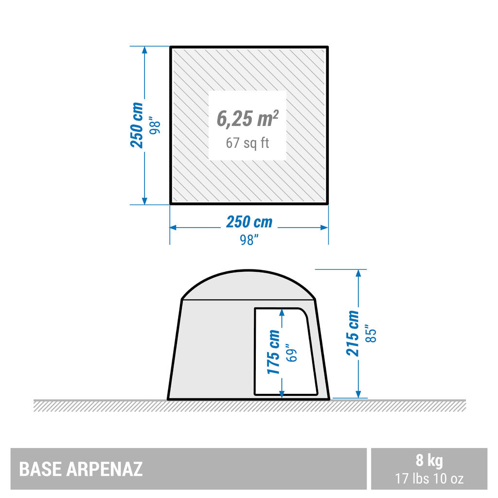 خيمة معيشة للتخييم بسواري تثبيت - Base Arpenaz - 6 أشخاص