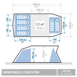 Φουσκωτή σκηνή κάμπινγκ - AirSeconds 6.3 Polycotton - 6 άτ. - 3 υπνοδωμάτια