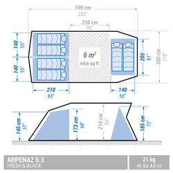 Tenda de campismo com varetas ARPENAZ 6.3 F&B - 6 pessoas - 3