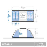 Camping Tent with Poles Arpenaz 4.2 4 People 2 Bedrooms