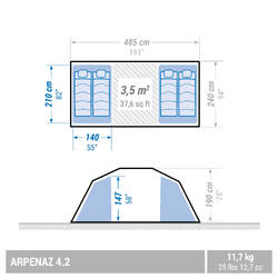 4 Man Tent With Poles - Arpenaz 4.2