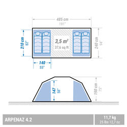 Campingtält med bågar ARPENAZ 4.2 - 4-manna 2 sovrum
