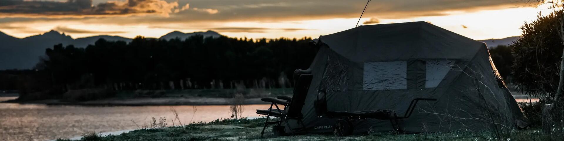 Campers looking out into the mountains