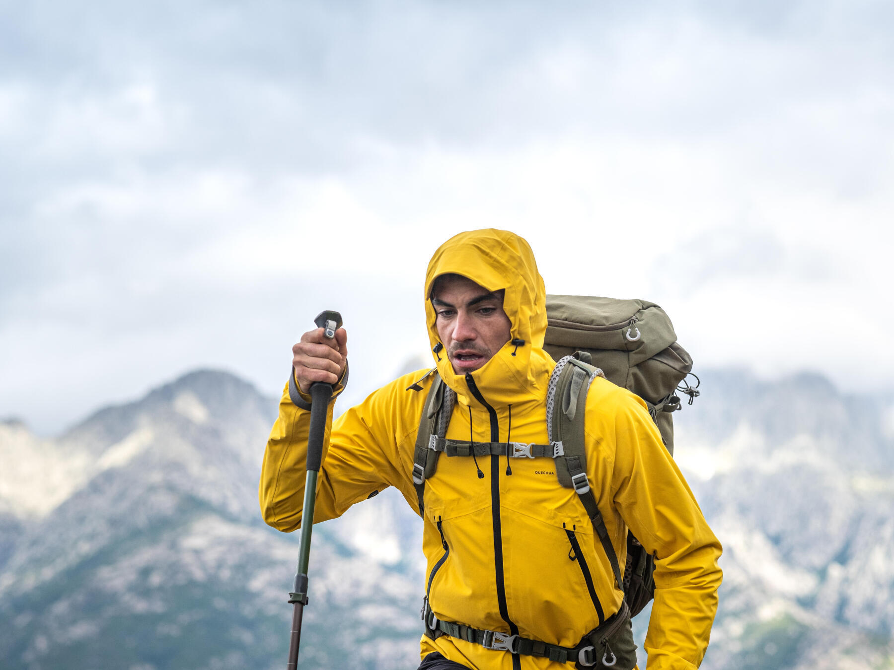 Veste Polaire Homme Épaisse Chaude Hiver à Capuche Jaune - Alpinisme -  Fermeture Éclair - Manches Longues