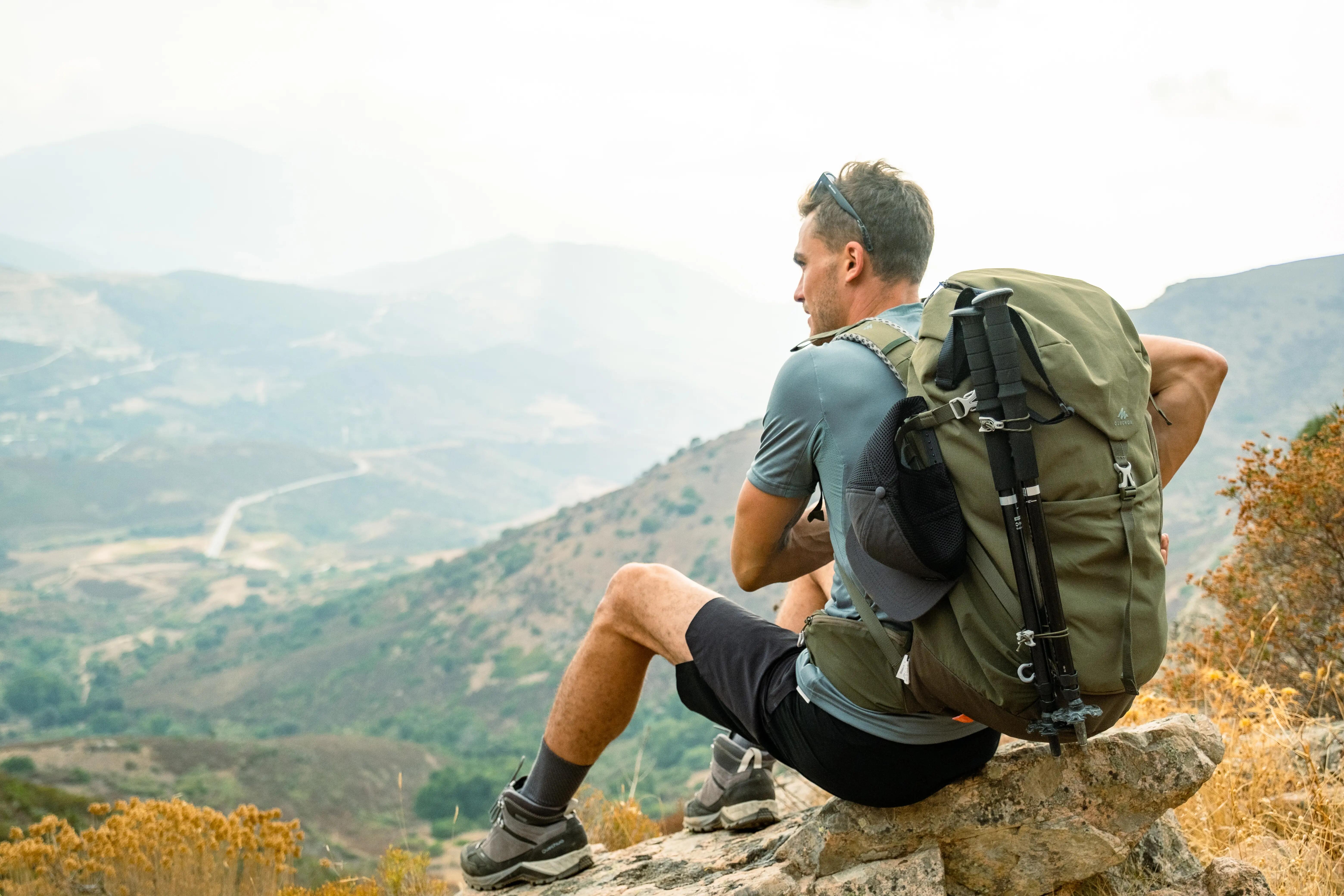 Wandershirt Herren  kurzarm recyceltes Synthetikmaterial - MH100 grün 13/21