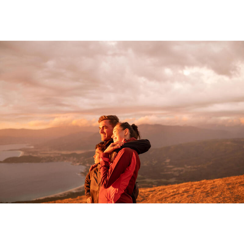 Regenjas voor bergwandelen dames MH500 bordeaux koraal