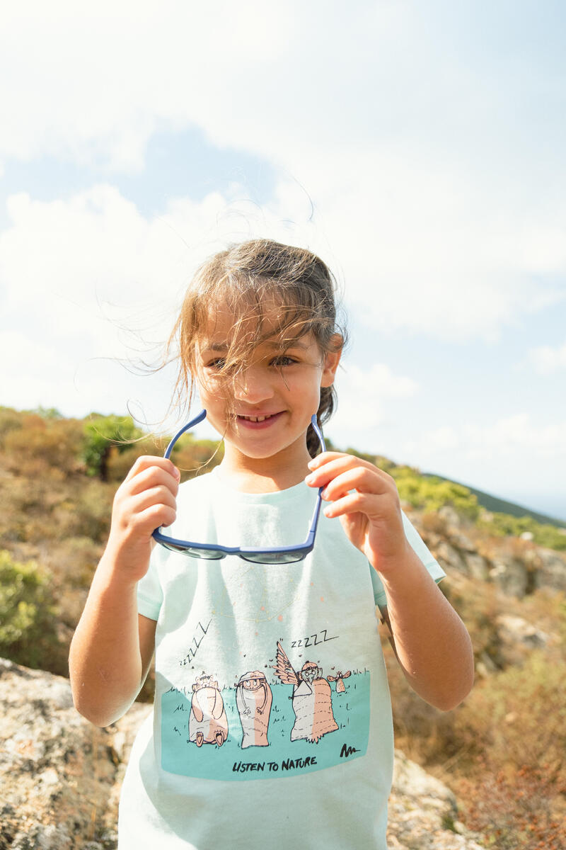 Wandel T-shirt MH100 fosforescerend turquoise kinderen 2-6 jaar