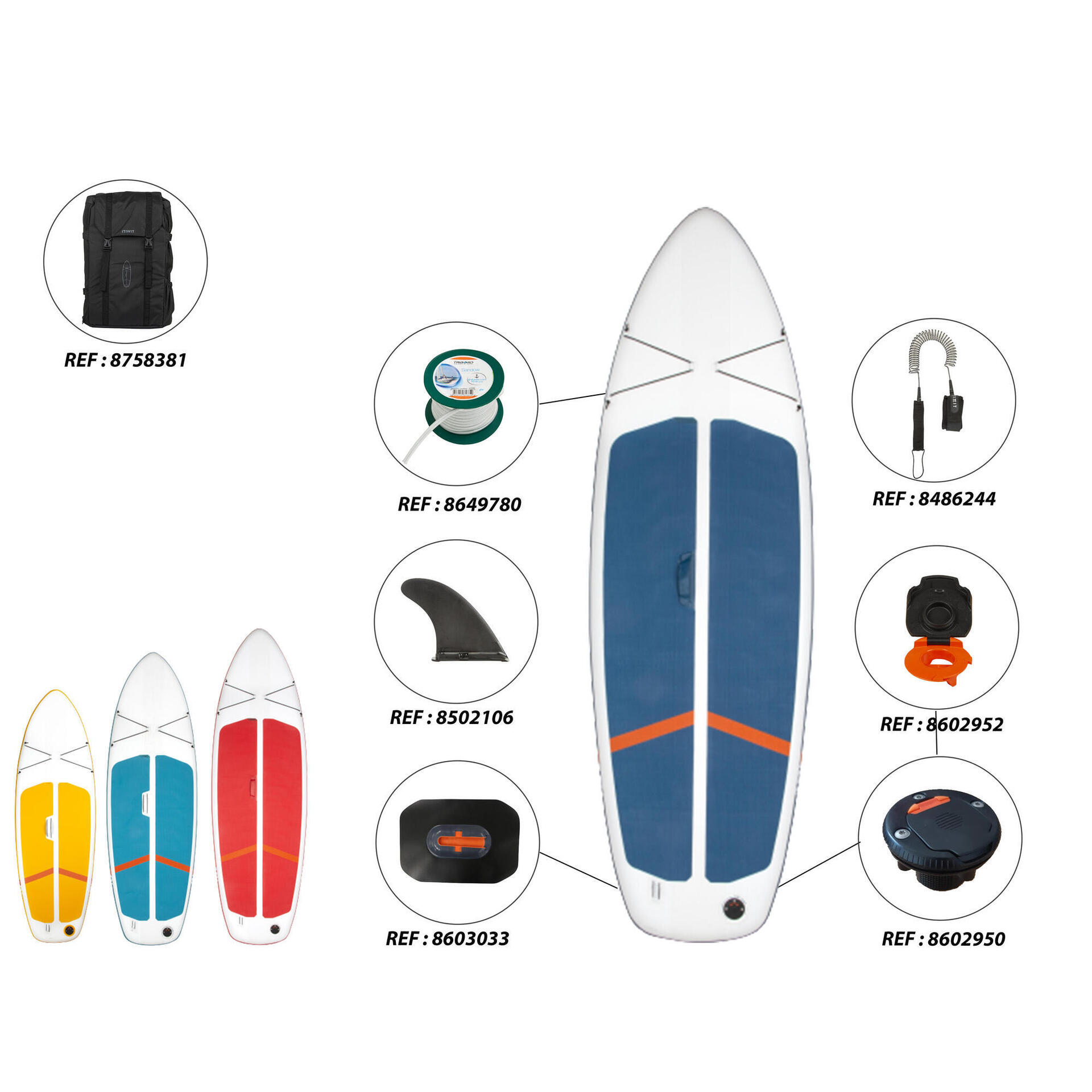 ALL-ROUND OPBLAASBAAR STAND-UP PADDLE BOARD X100: handleiding, reparaties, onderdelen