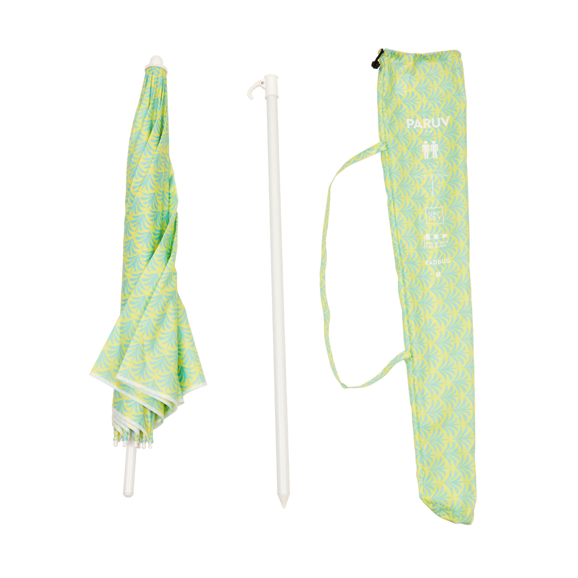 PARUV 160 BEACH PARASOL UPF 50+ 2 PLACES - SKY BLUE PRINT 3/9