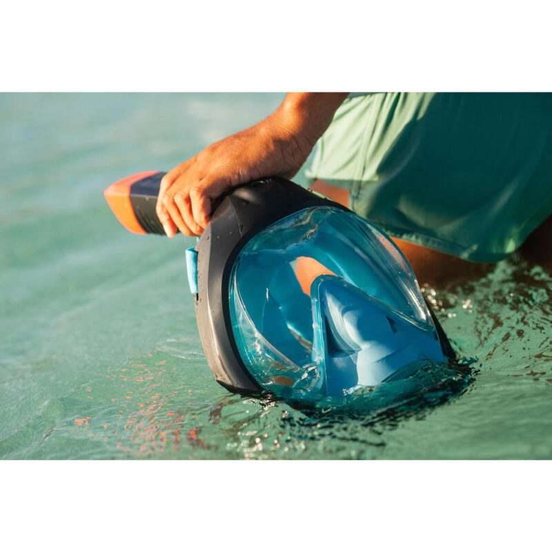 Maschera snorkeling adulto EASYBREATH 900 immersione blu
