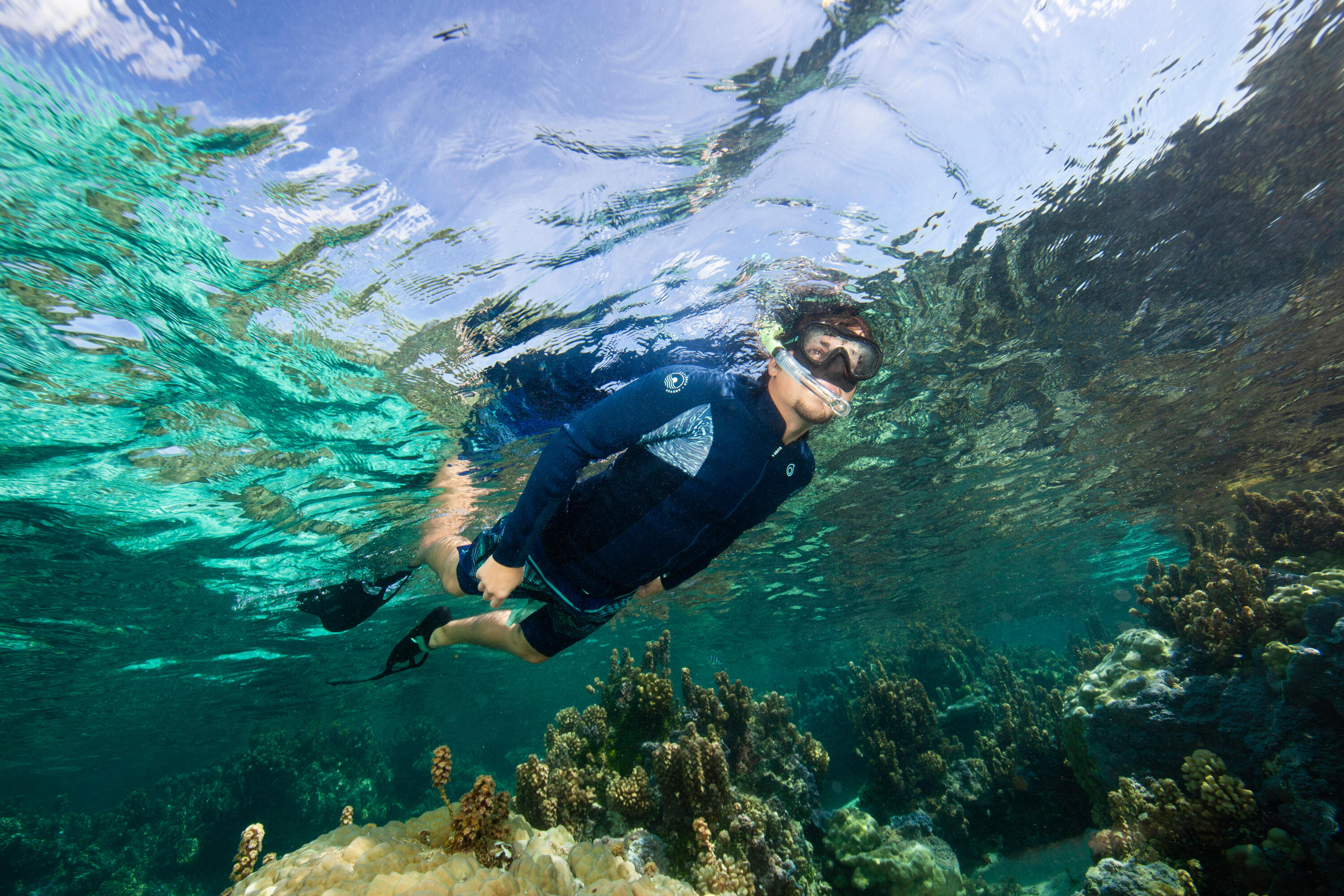 Kit snorkeling adulto R'GOMOOVE nero-verde 11/14