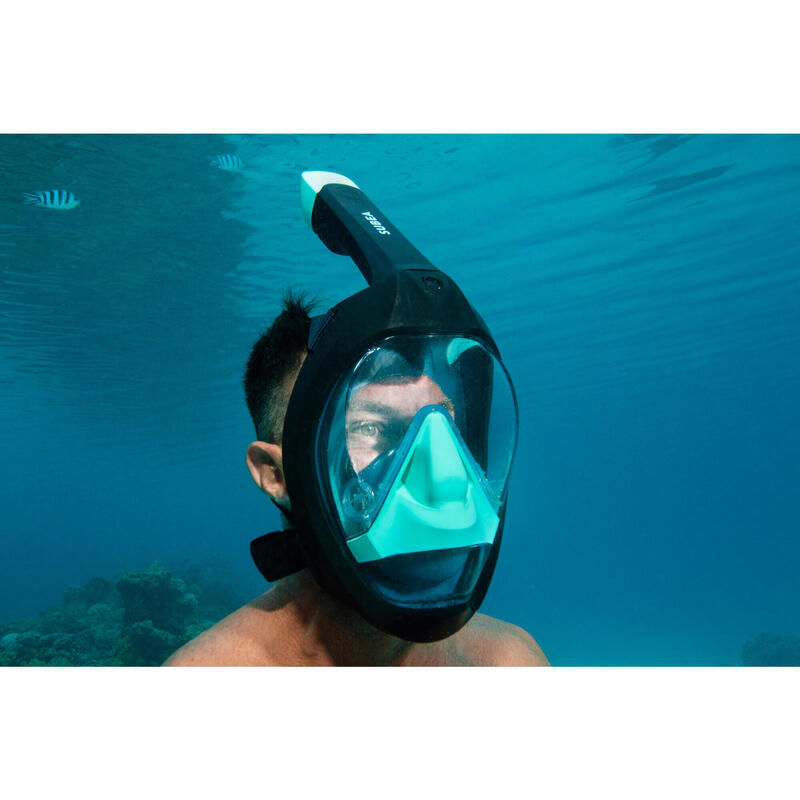 Maschera snorkeling adulto EASYBREATH 900 immersione verde 