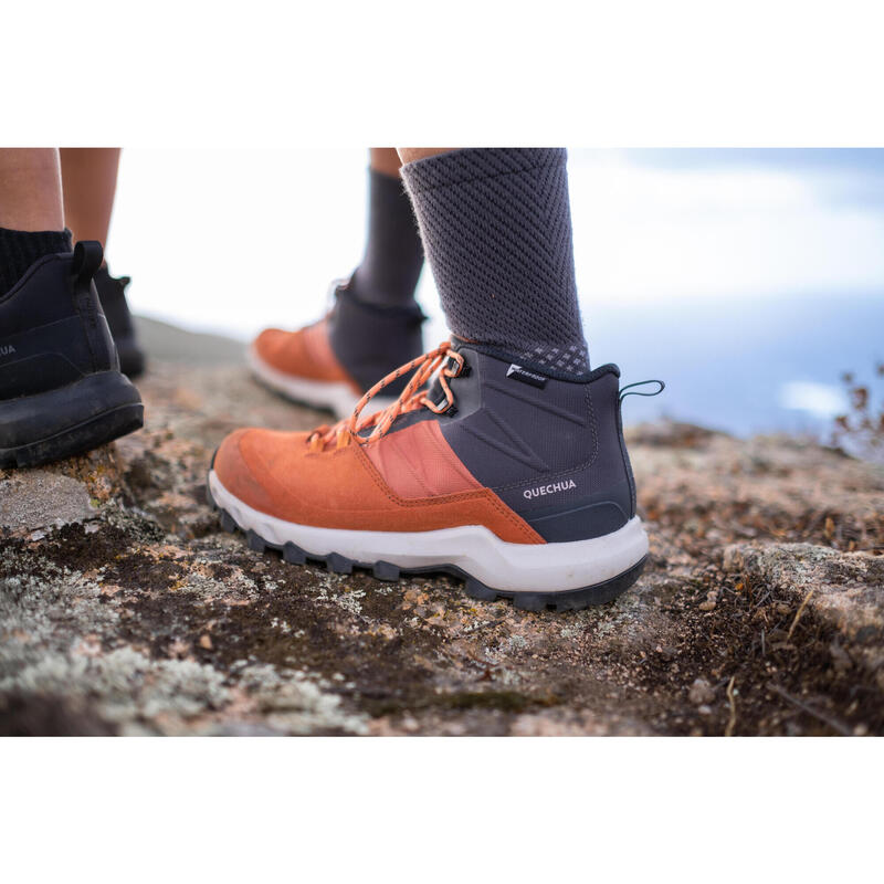 Waterdichte schoenen voor bergwandelen dames MH500 mid sepia