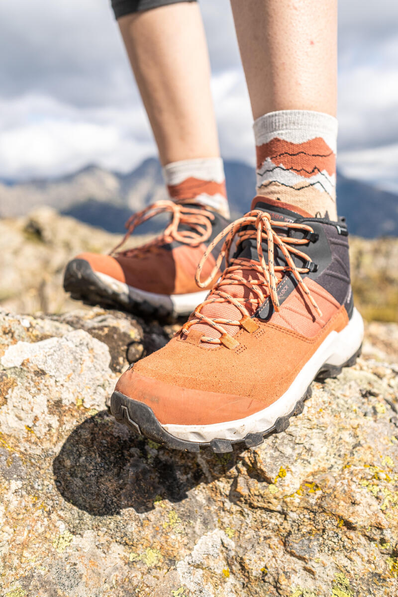 Wanderschuhe Damen halbhoch wasserdicht Bergwandern - MH500 rot