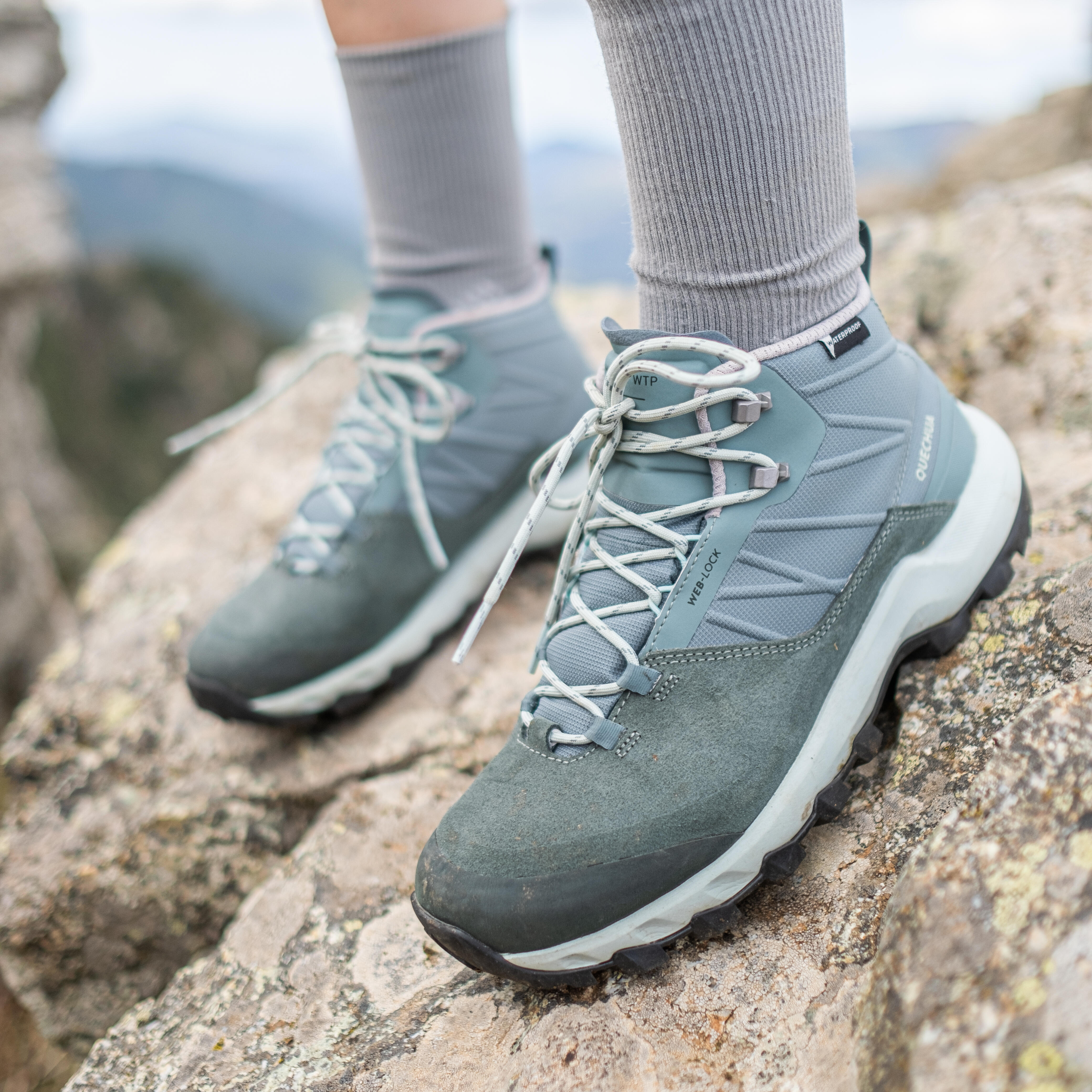 Women's Waterproof Hiking Boots - MH 500 Green - Frozen cedar, [EN] celadon  green - Quechua - Decathlon