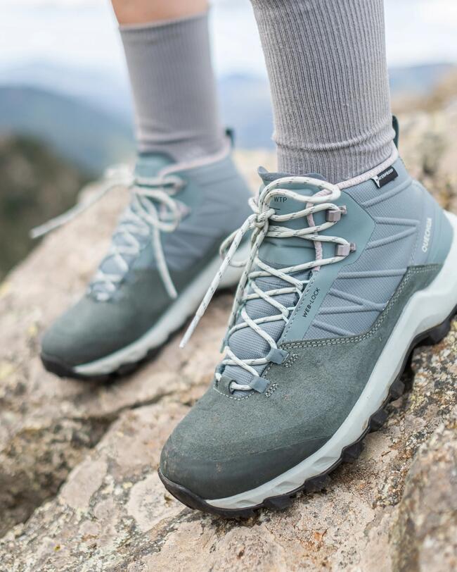 Scarpe da trekking donna MH500 MID impermeabili verdi