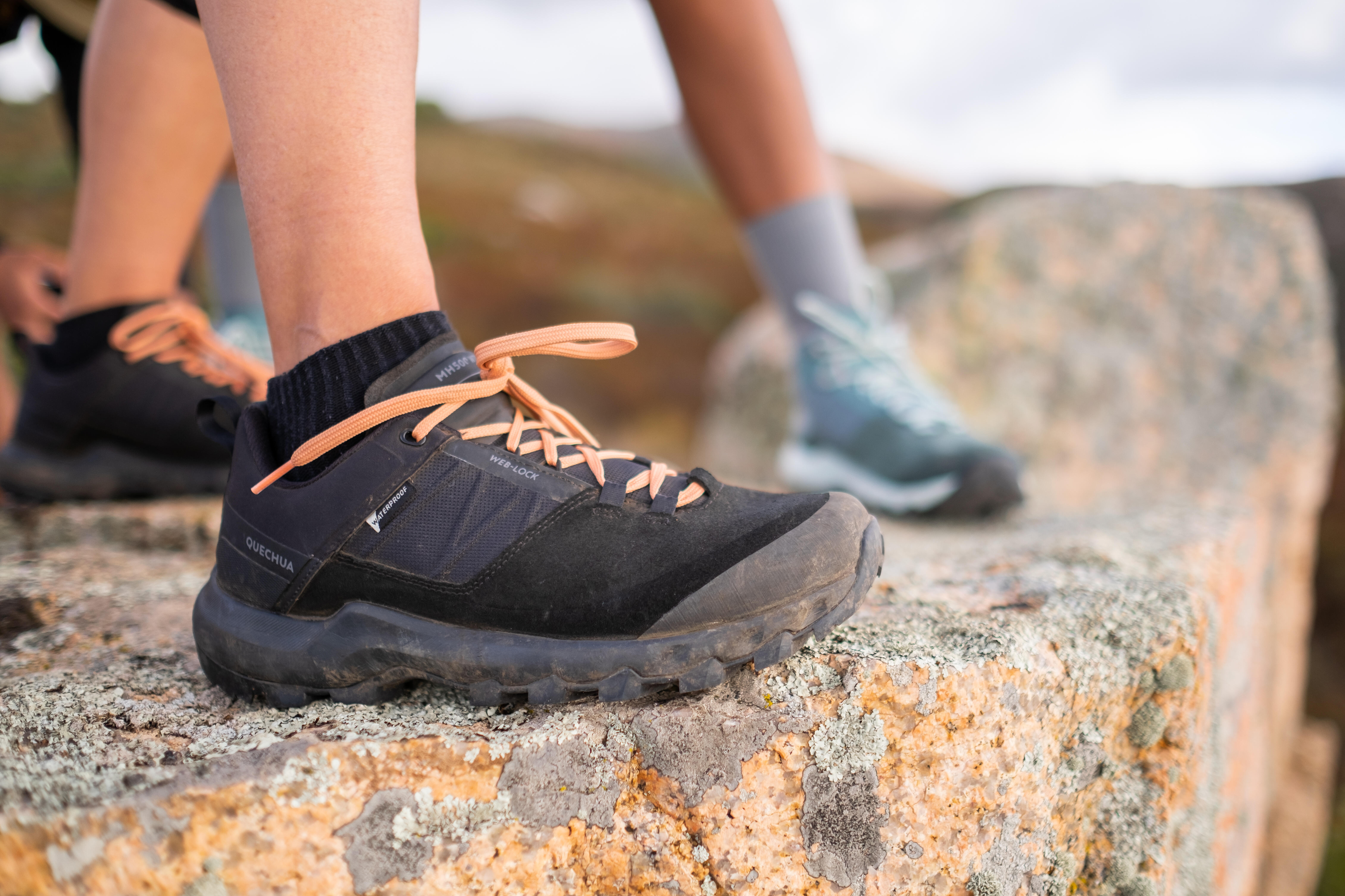 Women's Waterproof Hiking Shoes - MH 500 - Dark blue, Storm grey - Quechua  - Decathlon