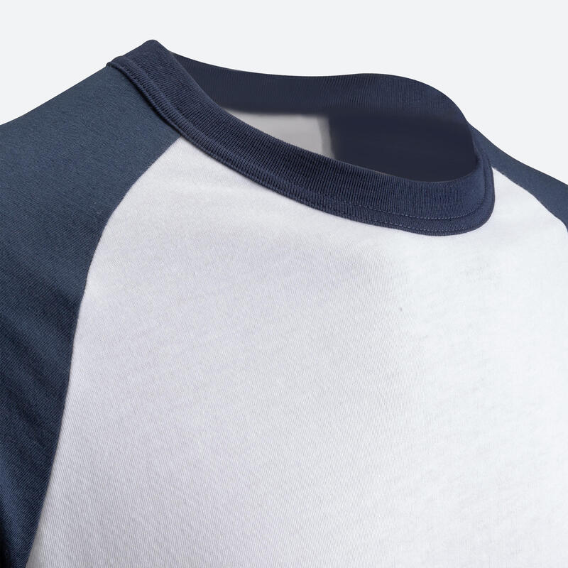 T-Shirt manches longues de baseball Homme/Femme - BA550 blanc bleu