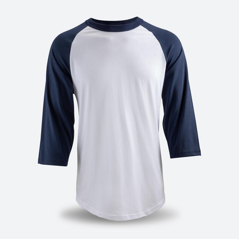 Baseball-Shirt BA550 Herren weiss/blau
