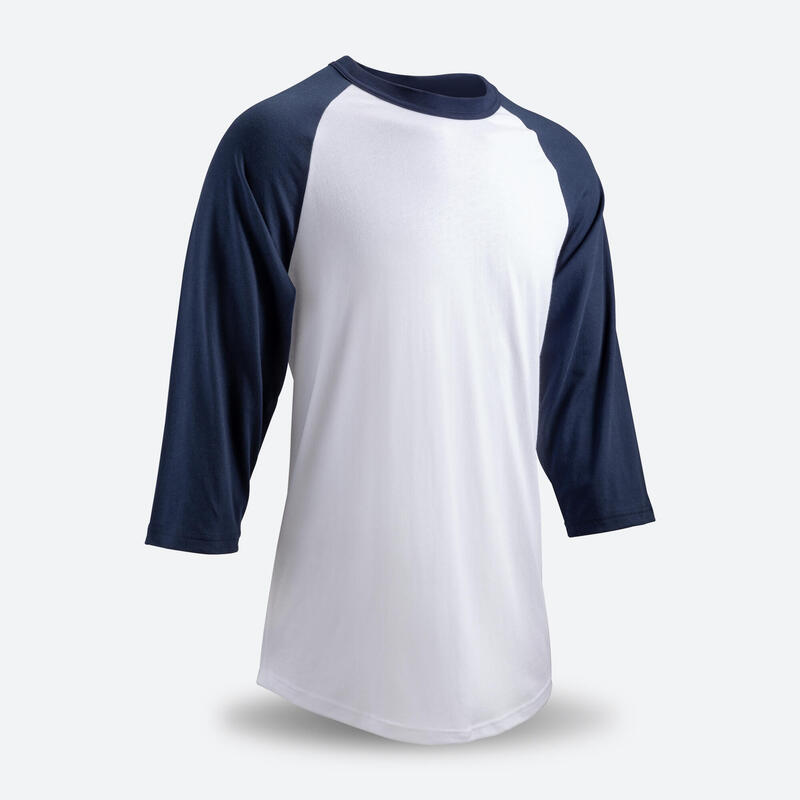 Camiseta Béisbol Adulto Kipsta BA550 azul y blanca