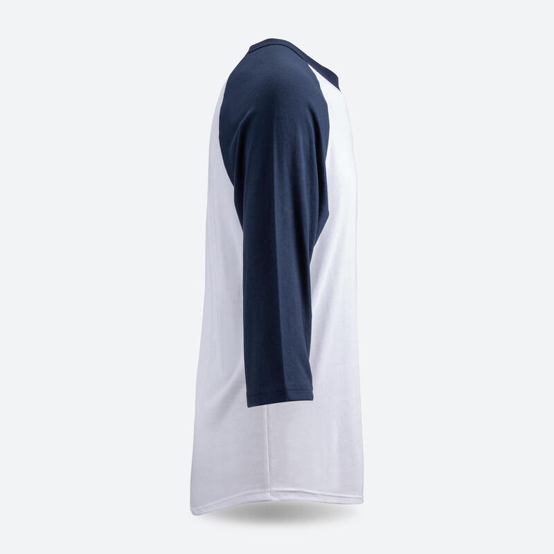Camiseta Béisbol Adulto Kipsta BA550 azul y blanca