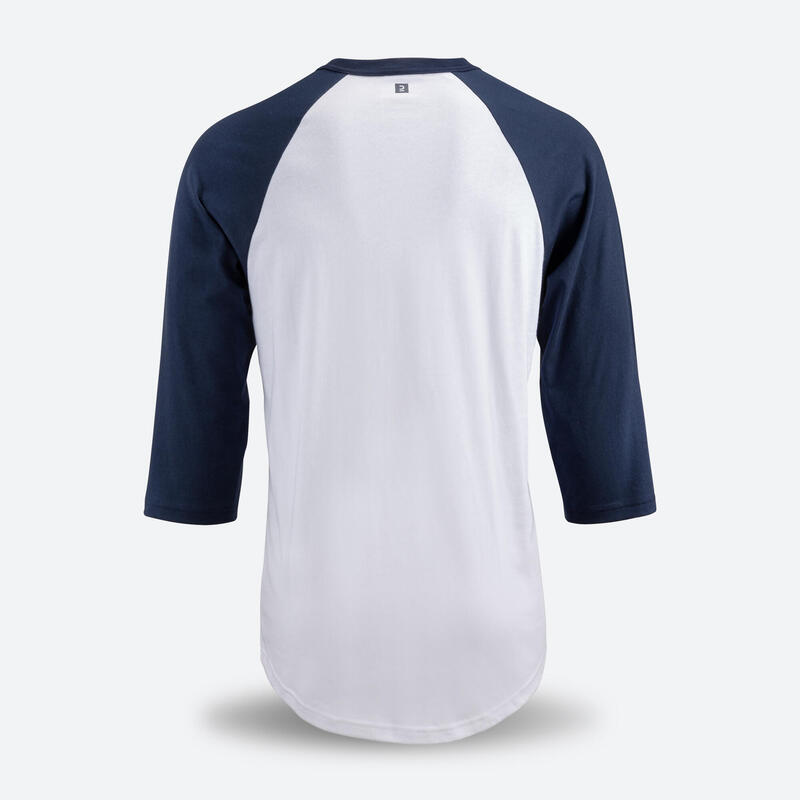 T-Shirt manches longues de baseball Homme/Femme - BA550 blanc bleu